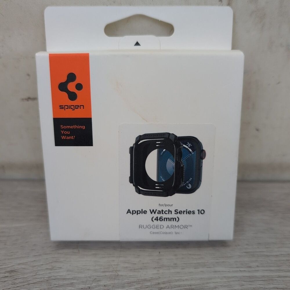 Spigen For Apple Watch Series 10 (46mm) Rugged Armor Case Only Matte Black New